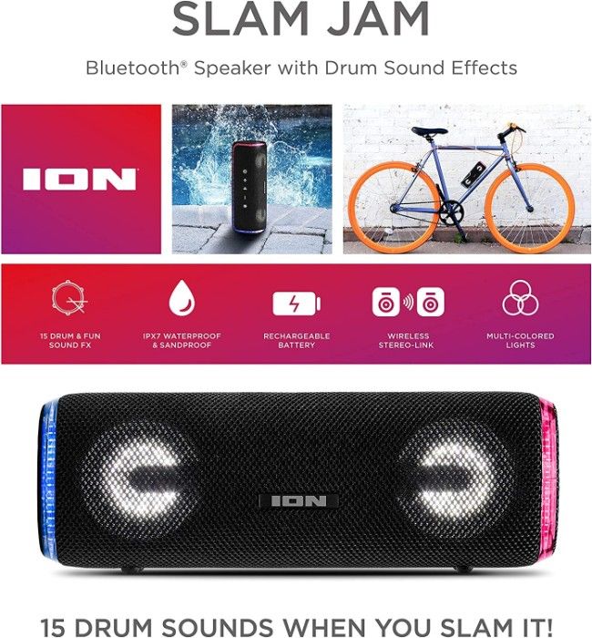 ION Audio Slam Jam IPX7 Waterproof Bluetooth Speaker's main features