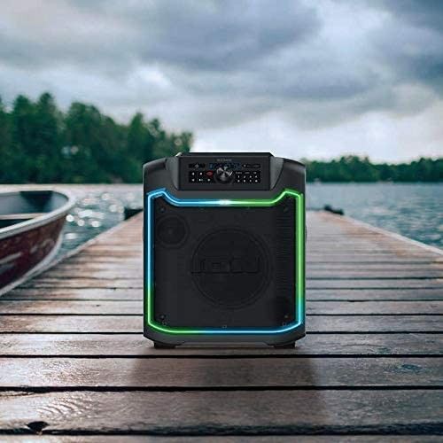 ION Pathfinder 280° All-Weather Speaker on a lakeside dock