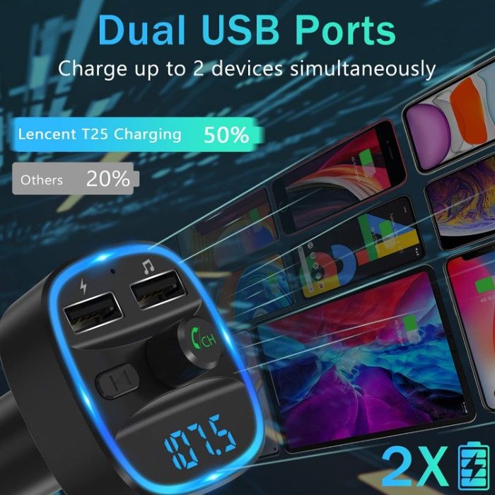 LENCENT Bluetooth Car Adapter's dual usb ports